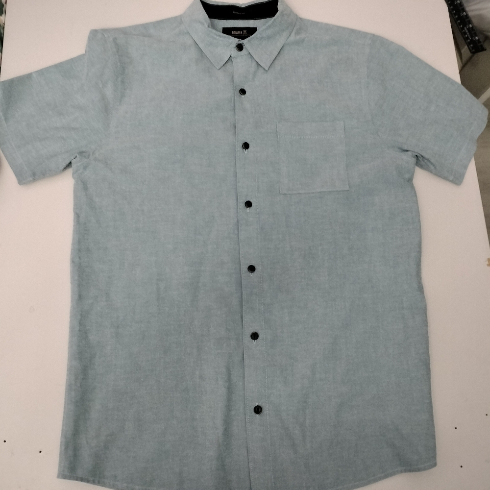 Roark Shirt Mens Medium Blue Short Sleeve Button Shirt Classic Fit